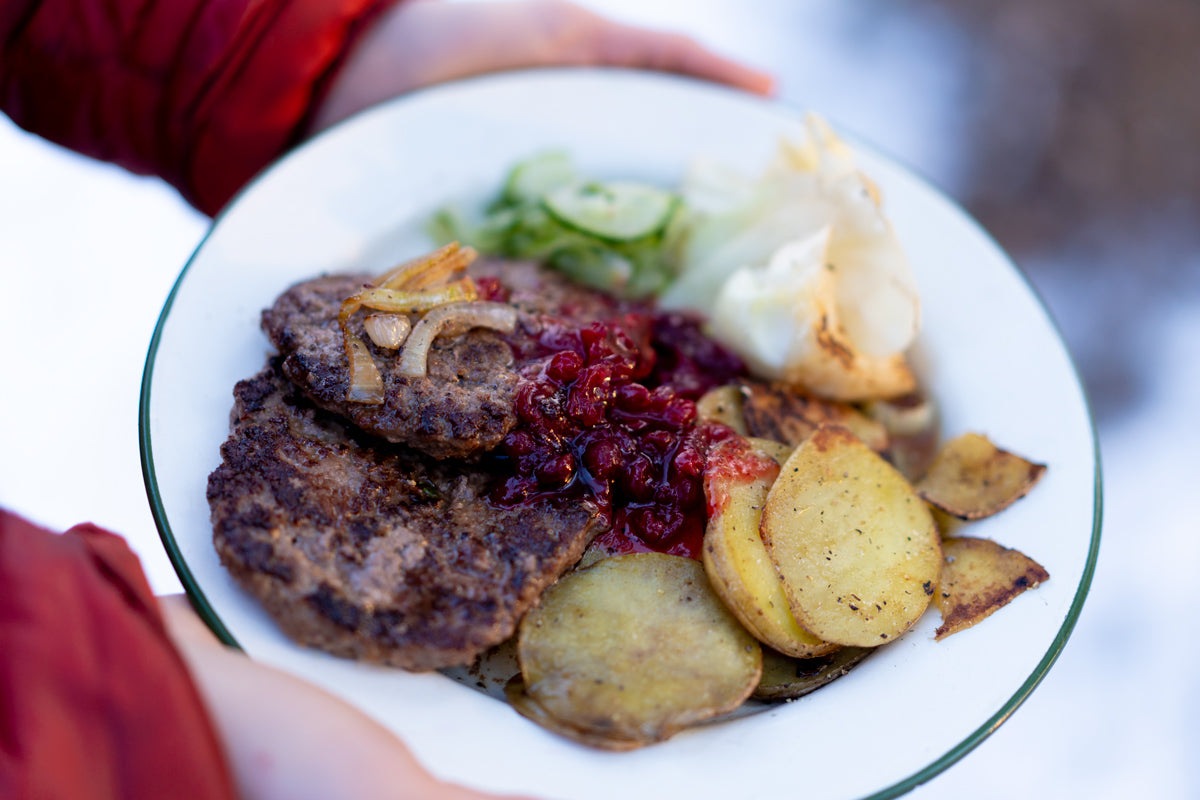 Pannbiff över öppen eld